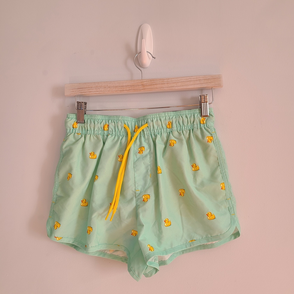 H&M Mint Green Athletic Shorts with Yellow Duck Print Size XS